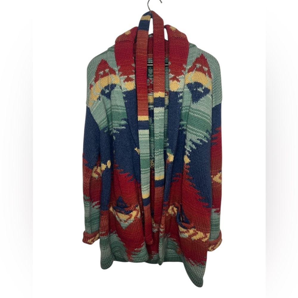 Lauren Ralph Lauren Multicolor Aztec Knit Belted Cardigan - Picture 5 of 7